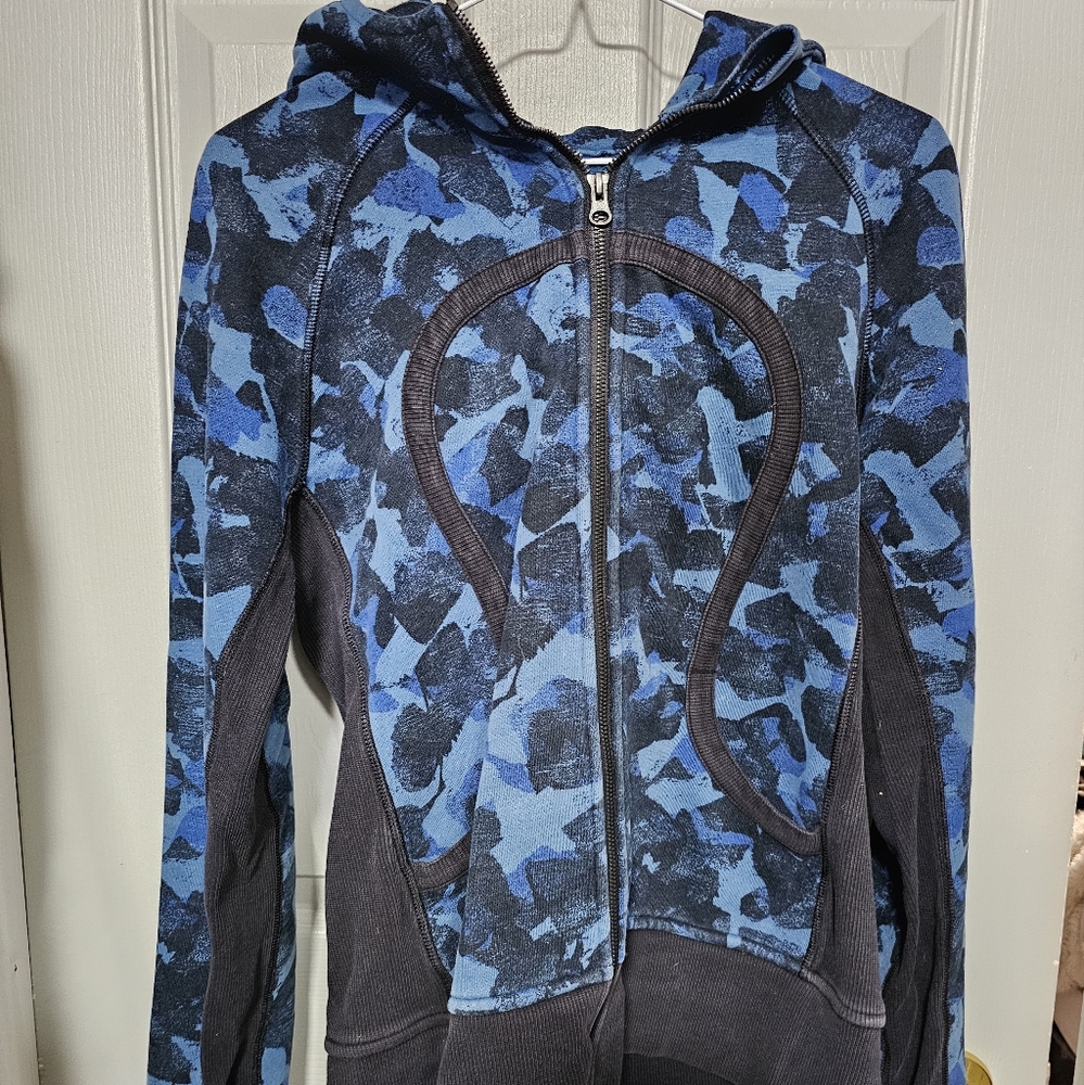 Blue and Black Zip-Up Scuba Hoodie - Picture 1 of 4